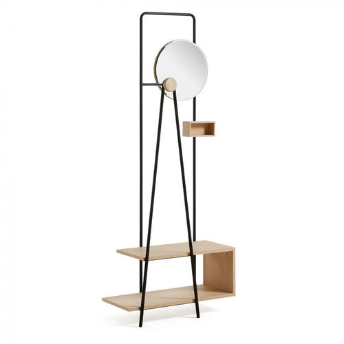 Drammen Designer Garderobe mit Spiegel aus Metall & Holz - BUERADO Home