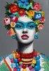 BUERADO Paintings - Frau mit Blumen Dekoration Acryl Gemälde (70x100cm)