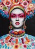 BUERADO Paintings - Frau mit Blumen Dekoration Acryl Gemälde (70x100cm)