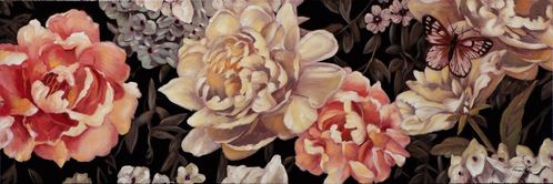BUERADO Paintings - Handgemalte Blumen in rosa-Farbtönen (50x150cm)