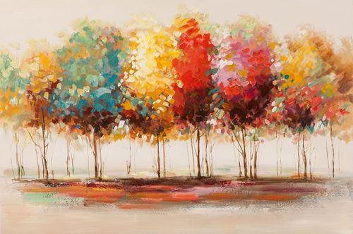 BUERADO Paintings - Farbenfroher Wald Acryl Gemälde (80x120cm)