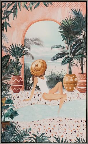 BUERADO Paintings - Mediterrane Badenixe in Weiß Acryl Gemälde (62,5x102,5cm)