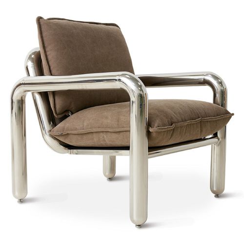HK Living - Chrome Lounge Armchair Stuhl